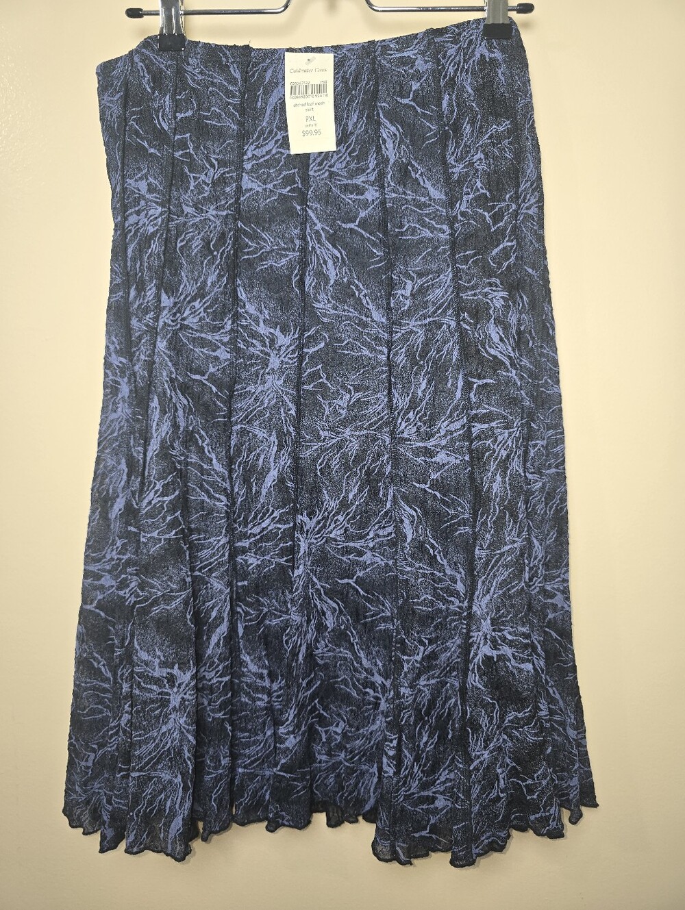 Coldwater Creek NWT Etched Leaf Mesh Skirt PXL 18 Black Purple Midi Goth Boho